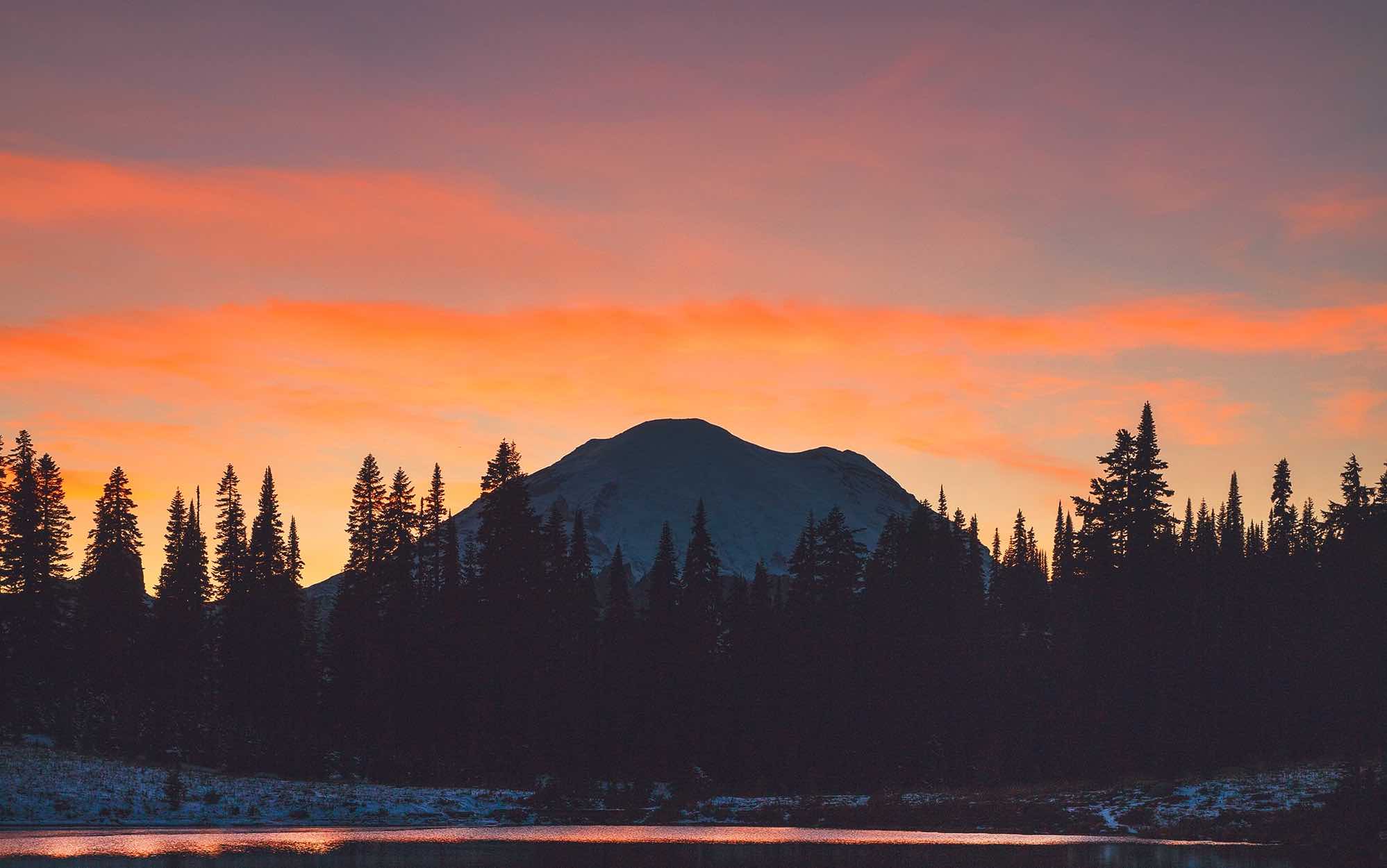 Mount Rainier National Park at sunrise photo by Joshua Earle