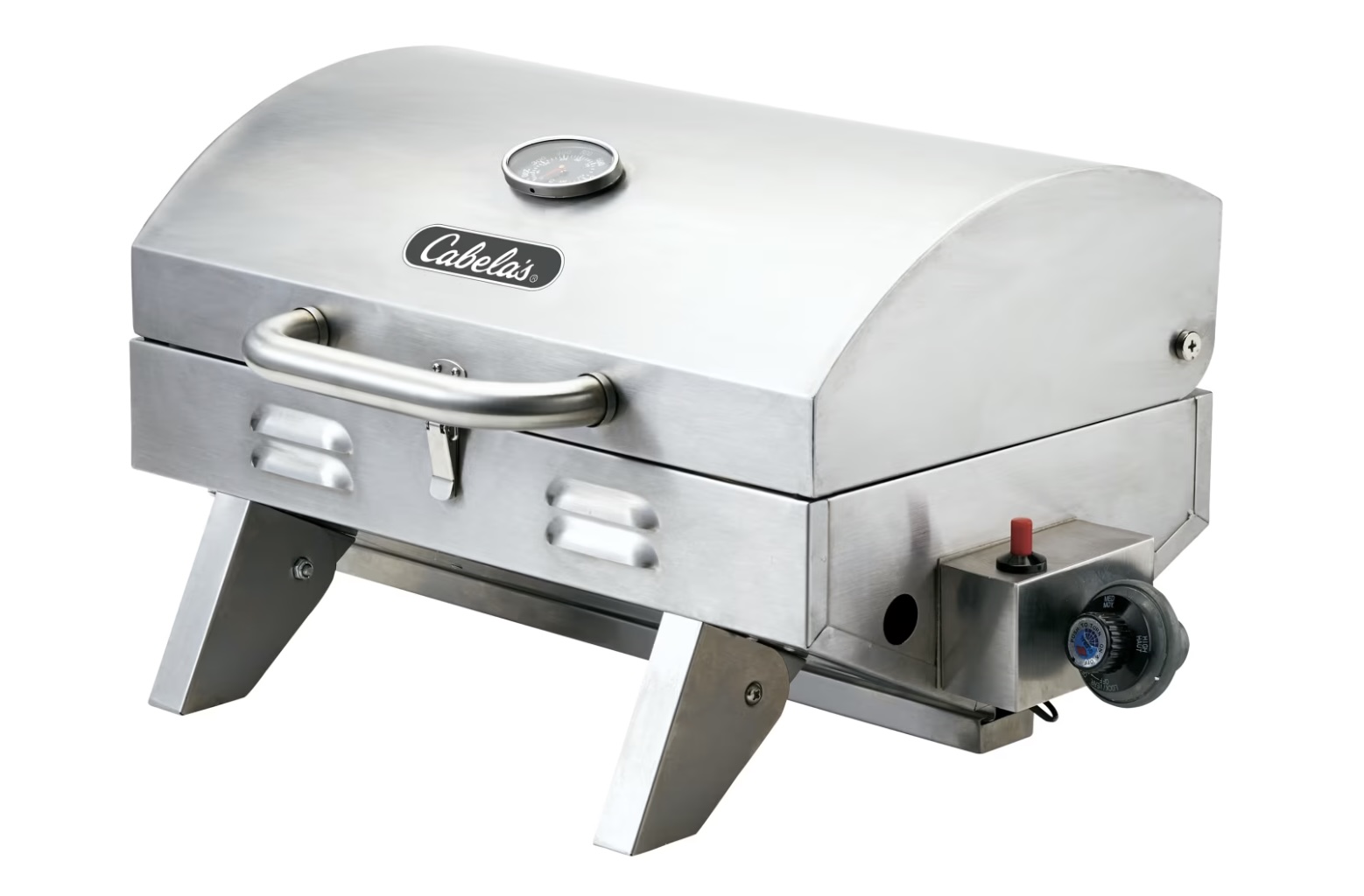 Tabletop camp grill with stainless steel lid